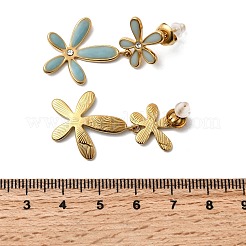 Серьги-гвоздики с эмалированными цветами из нержавеющей стали 304&nbsp;LS-EJEW-G451-02G