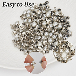 100 шт. латунь с заклепками из стеклянного жемчуга&nbsp;KK-CL0001-02