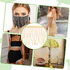 1 ярд полиэстерового кружева с кисточкой из стеклянных бусин&nbsp;DIY-WR0003-84A