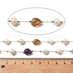 Цепочки из натурального жемчуга и смешанных камней&nbsp;CHS-B002-01G-06