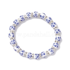 Эластичные браслеты из фарфоровых керамических бусин с цветочным принтом для женщин&nbsp;BJEW-JB12375-01