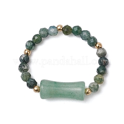 Кольца из натурального мохового агата&nbsp;RJEW-TA00189