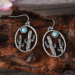 Серьги-подвески из сплава и синтетической бирюзы&nbsp;FS-WG3DEAB-02