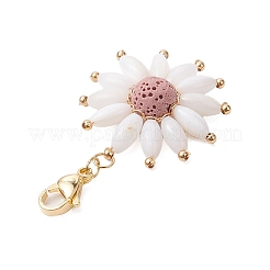 Подвеска в виде цветка из натуральной лавы и ракушек HJEW-TA00281
