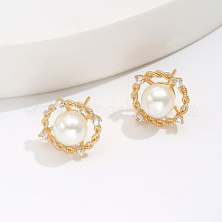 Уникальные плоские круглые серьги-гвоздики из латуни VM8318