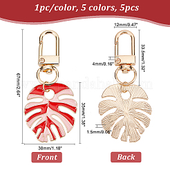 5 шт. 5-х цветные эмалевые подвесные украшения в виде листьев монстеры&nbsp;KEYC-AR0001-24