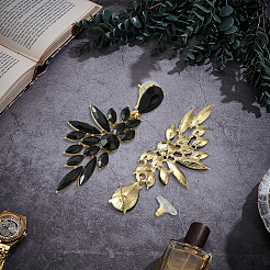 3 пара двухцветных сережек-гвоздиков в форме крыльев из смолы EJEW-GO0003-24