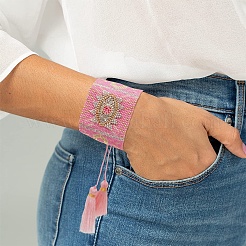 Дружба глаз ткацкий станок узор бисер браслеты для женщин BJEW-Z013-15B