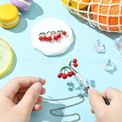 2 шт. латунные подвески-коннекторы вишневого цвета с красной и зеленой эмалью&nbsp;KK-CJ0003-50