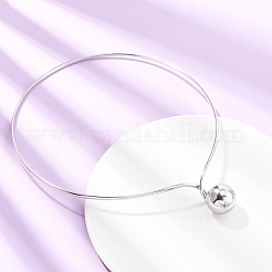 201 жесткое колье-чокер с подвеской в виде шара из нержавеющей стали для женщин NJEW-Z098-05P