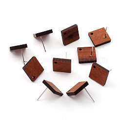 Серьги-гвоздики из дерева коричневого цвета с кокосом&nbsp;EJEW-CJC0001-11