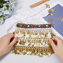 Трехслойный плоский круглый пояс из золотого сплава&nbsp;AJEW-WH20002-09B