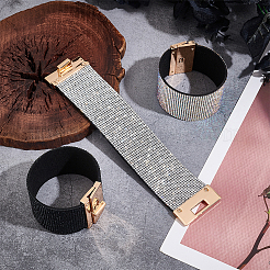 3шт. набор из широких браслетов-шнуровок со стразами двух цветов с бархатной подкладкой&nbsp;BJEW-AN0001-73