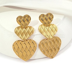 201 серьги-гвоздики в форме сердца из нержавеющей стали EJEW-D084-16G