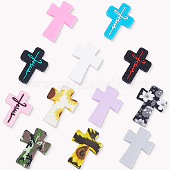 12шт 12 цвета крест силиконовые фокусные бусины&nbsp;SIL-SC0002-90