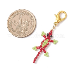 Подвесные украшения из крокодилового стекла с бусинами&nbsp;HJEW-MZ00389