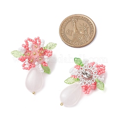 Серьги-гвоздики из цветочного стекла ручной работы EJEW-MZ00449