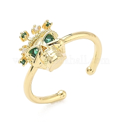 Латунные микро проложить манжеты кольца кубического циркония&nbsp;RJEW-G364-03G-02