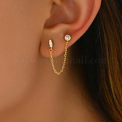 Серьги серебряные с простым геометрическим дизайном S925 с цепочкой с кисточками для женщин YD4508