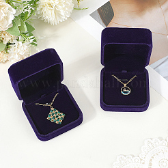 Квадратные бархатные шкатулки для украшений для подвески&nbsp;CON-WH20013-03B