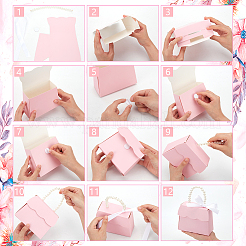 Подарочная коробка из бумаги трапециевидной формы с пластиковыми ручками под жемчуг CON-WH0092-65B