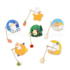 6 шт. 6 стиля цинковый сплав эмалированные булавки в виде животных для рыбалки JEWB-CJ0001-56