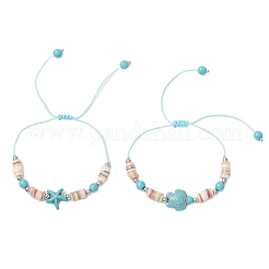 2шт. синтетические бирюзовые бусины в виде морских звезд и черепах BJEW-JB11883