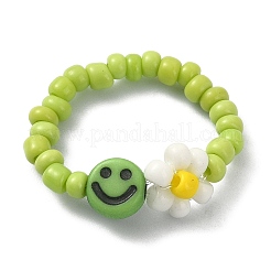 Растягивающееся кольцо из стеклянных бусин RJEW-TA00079-01