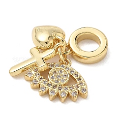 Латунь микропаве прозрачный кубический цирконий европейские подвески с подвесками&nbsp;KK-D502-13A-G