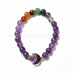 Луна и звезда натуральный и синтетический смешанный браслет из бисера из драгоценных камней для женщин G-G997-B