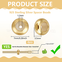 4 шт. 925 бусины-разделители из стерлингового серебра&nbsp;STER-BC0003-50G