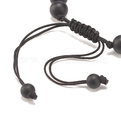 Браслет из плетеных бусин из натурального матового окрашенного и нагретого черного агата и тигрового глаза с литой короной&nbsp;BJEW-JB08249-05