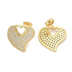 Серьги-гвоздики из латуни с микро-паве из прозрачного кубического циркония для женщин EJEW-C125-06A-G