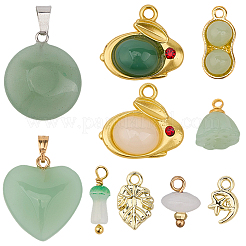 30 шт. 10 стиля подвески из сплава со стеклянной имитацией нефрита&nbsp;FIND-SC0019-80