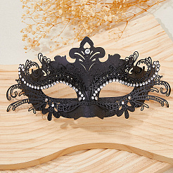 Маскарадные маски из пластика со стразами и литой палочкой-держателем&nbsp;AJEW-WH0270-891A