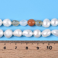 Натуральные смешанные самородки драгоценных камней и нити бусин из натурального культивированного пресноводного жемчуга&nbsp;X-PEAR-N023-01A-12