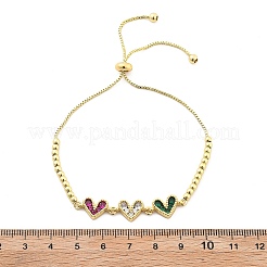 Латунь микро проложить кубический цирконий слайдер браслеты&nbsp;BJEW-S163-01B-G