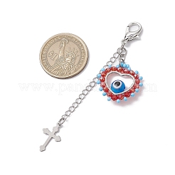 Подвеска в виде сердца из стеклянных бусин и лампворк ручной работы от сглаза&nbsp;HJEW-MZ00211-01