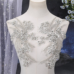 1 пара цветочных стеклянных стразов и полиэстера со стеклянными бусинами&nbsp;DIY-CY0001-92