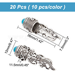20 шт. 2-цветные заглушки для браслета из цинкового сплава&nbsp;FIND-AR0002-38