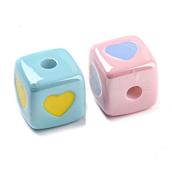 Непрозрачные разноцветные бусины из акриловой эмали X-OACR-L001-03