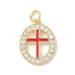 Подвески из латуни с микропаве из прозрачных кубических цирконий и эмали&nbsp;KK-L253-12G