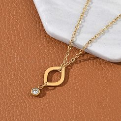 304 нержавеющая сталь кристалл горный хрусталь геометрические подвески кабель цепи ожерелья NJEW-Z073-01G-01