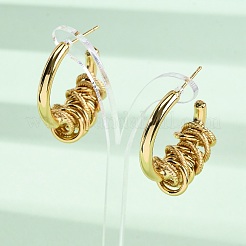 Серьги-гвоздики из латуни в форме буквы С с узлом EJEW-R025-28G