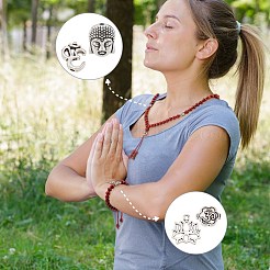 Наборы для изготовления браслетов из бусин из сплава и натурального дерева своими руками&nbsp;DIY-PH0023-48