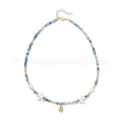 Ожерелья с подвесками в форме ракушки каури из натурального окрашенного агата&nbsp;NJEW-JN05496-03