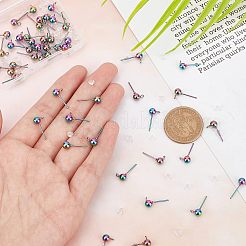 50 шт. фурнитура для сережек-гвоздиков из нержавеющей стали радужного цвета STAS-UN0037-07B