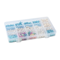 Наборы для поиска ювелирных изделий из синтетической бирюзы и натуральных ракушек каури своими руками DIY-FS0005-98