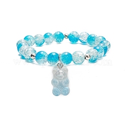 Bling galss круглый эластичный браслет из бисера BJEW-JB09241