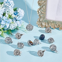 10 шт. 5 стиля круглых латунных подвесок с полой клеткой KK-SC0003-07